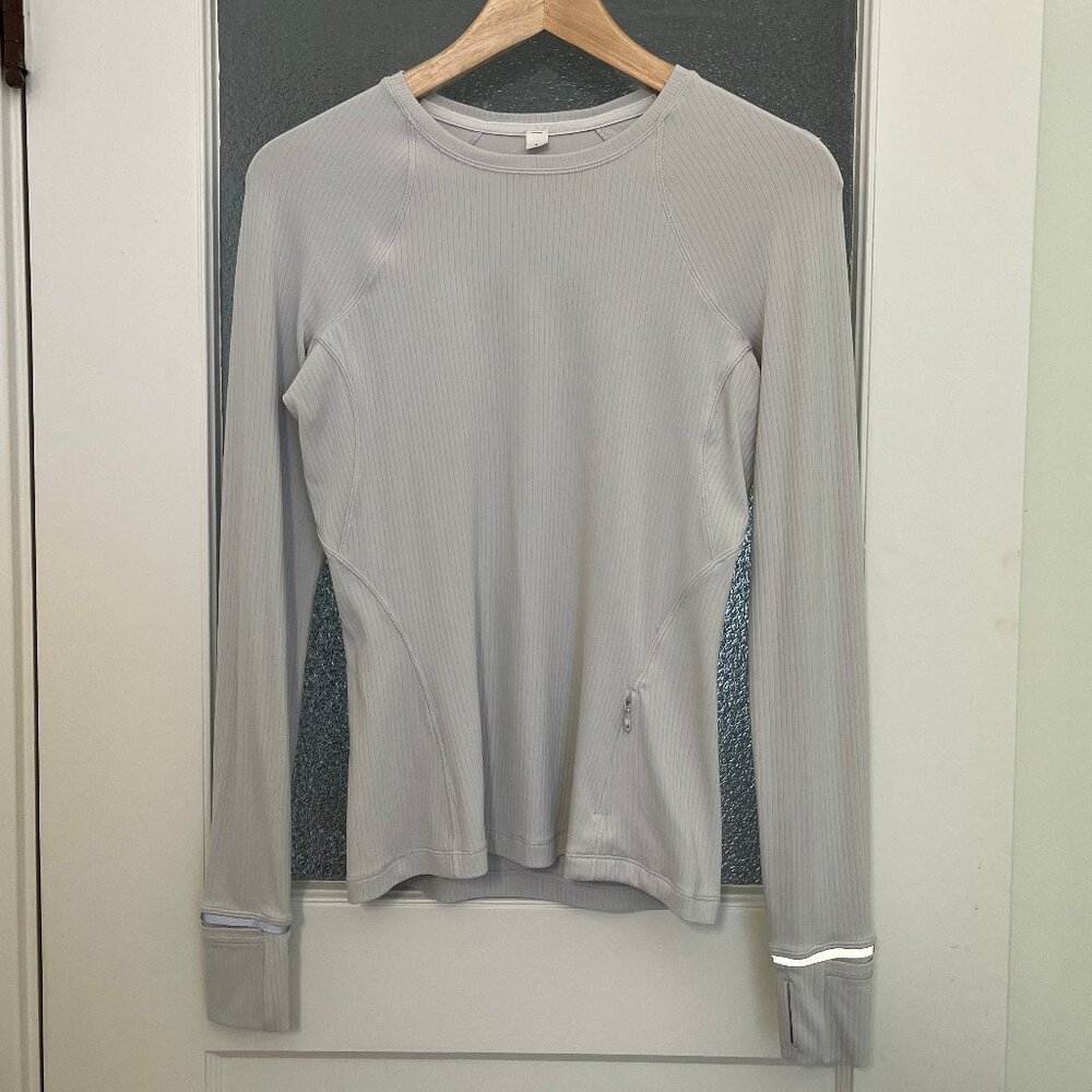 Lululemon "It's Rulu" Ribbed Long Sleeve Shirt in "Vapor", Size 6